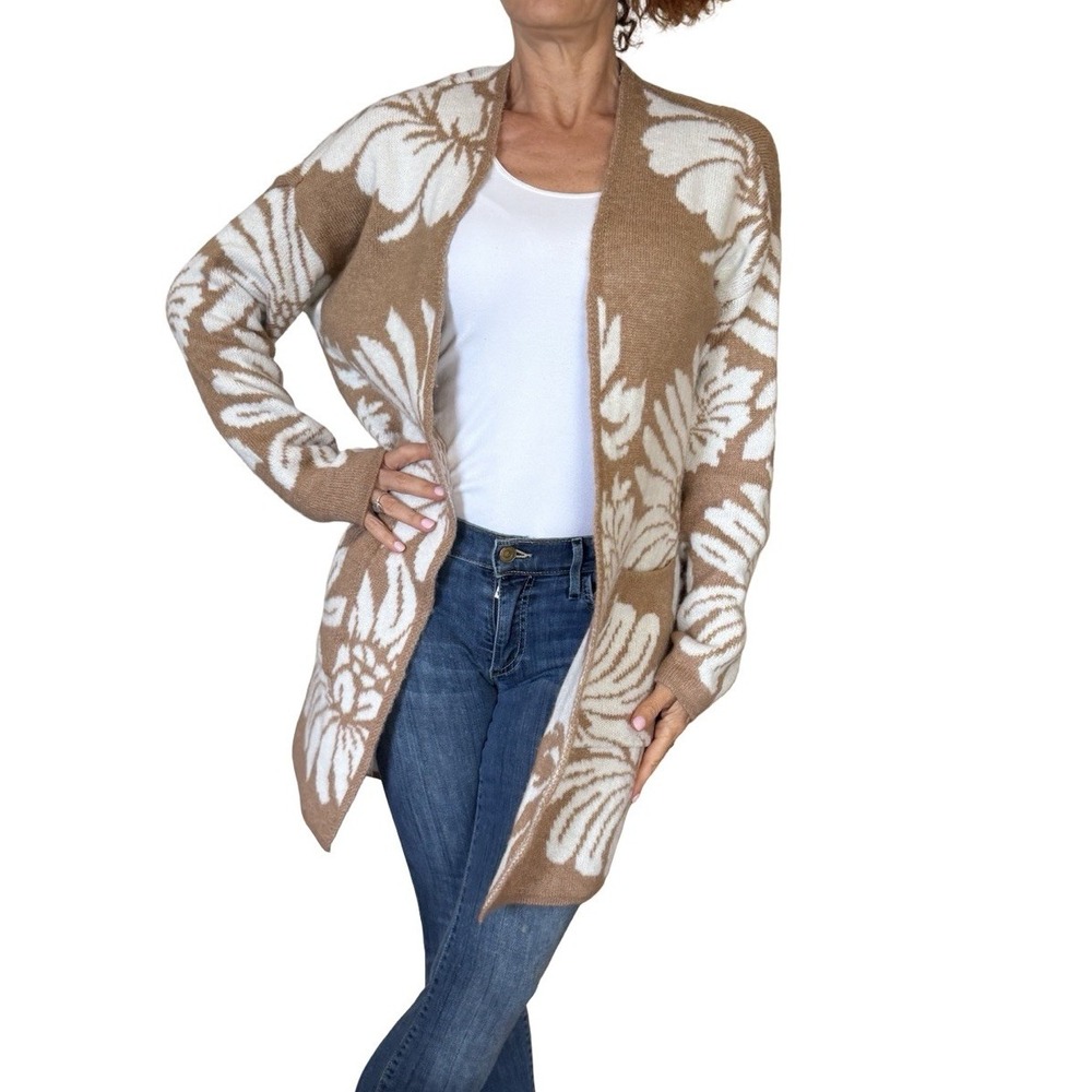 By Anthropologie Floral Cardigan Sweater Small Open Cottagecore Boho Chic Rustic - Picture 9 of 16